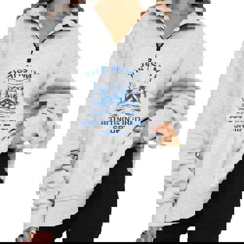 This Is My Rotting In Bed Shirt Raccoon Meme Sarcastic Half Zip Oversized Sweatshirt - Raccsy