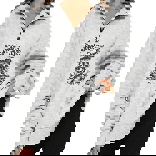 Sweet But Will Throw Hands Raccoon Sarcastic Half Zip Oversized Sweatshirt - Raccsy AU
