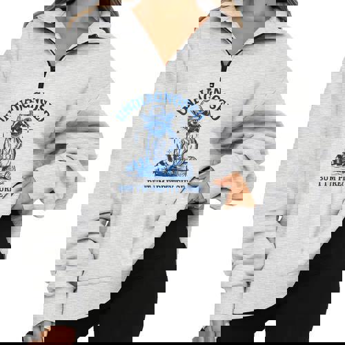 Undiagnosed But I'm Pretty Sure Cowboy Raccoon Meme Half Zip Oversized Sweatshirt - Raccsy AU