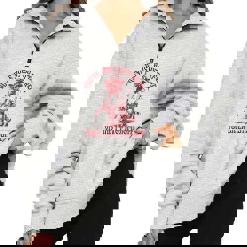 You'Ve Just Buttered Your Last Biscuit Cowboy Raccoon Half Zip Oversized Sweatshirt - Raccsy AU