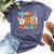 Retro Groovy Lala Grandma Hippie Family Matching Bella Canvas T-shirt Heather Navy
