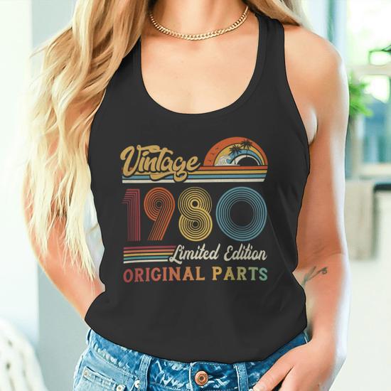 Women's 40th Birthday Tank Top - Vintage 1981 Original Parts Sleeveless Shirt, Red Large - View #9