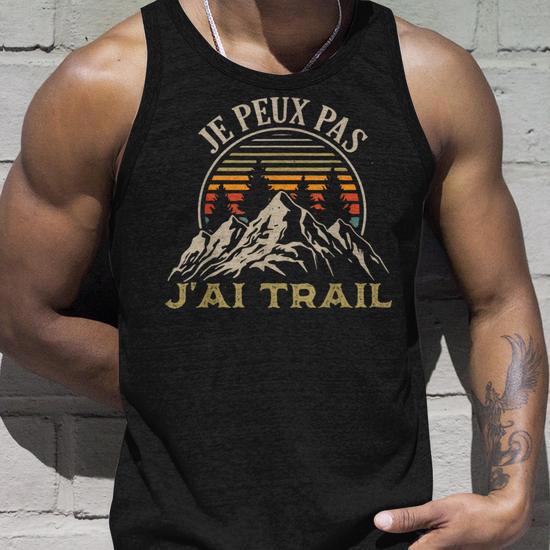 Débardeur Running Humour – « Je Peux Pas J’ai Trail » – Cadeau Drôle Pour Coureur, Coureuse, Enfant – Léger, Coupe Classique, Manches Double Couture - 3