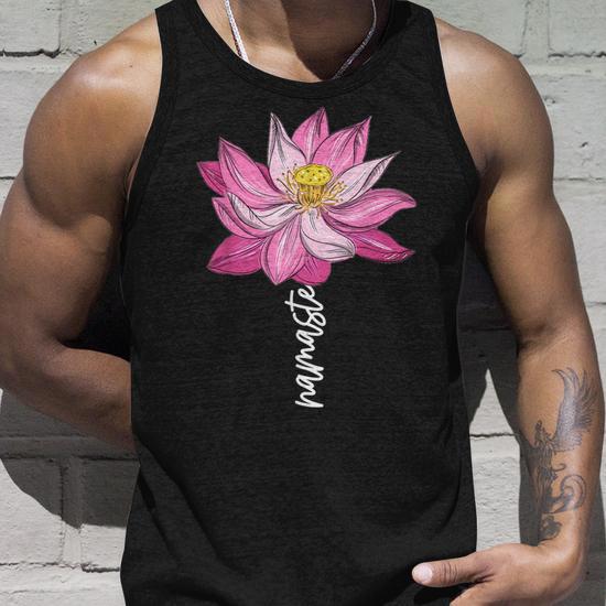 Débardeur Yoga 'Namaste' Avec Motif Lotus & Bouddha - Tissu Léger, Coupe Classique - Pour Méditation, Sport
