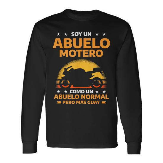 Camiseta De Manga Larga De Motociclista - Estampado 'Alma Motera', 100% Algodón Peinado, Corte Recto, Tallas Varias