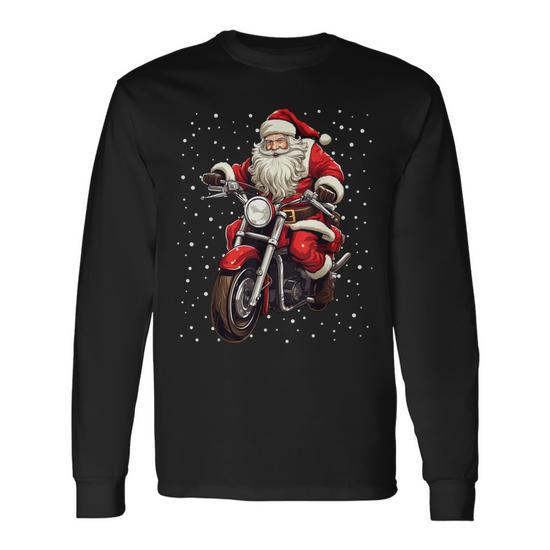 Sweat Merry Christmas Motard Père Noël - Design Fun Pour Hommes Et Femmes, Cadeau Noël Moto - 13