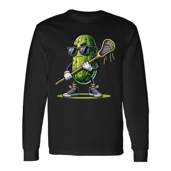 Pickle Playing Lacrosse Sports Trendy For Boys Long Sleeve T-Shirt