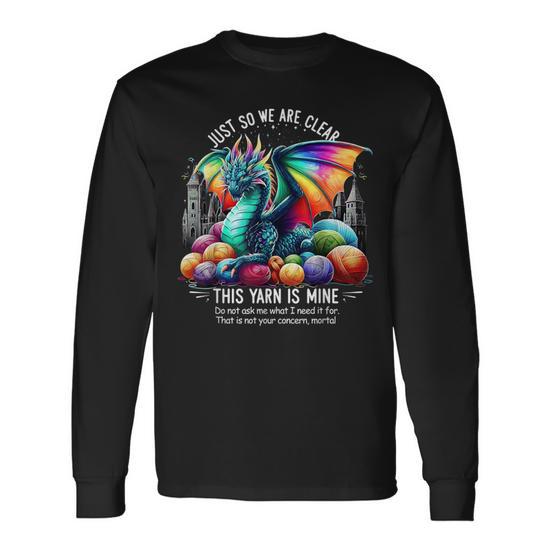 Vintage Yarn Dragon Knitting & Crochet Lover Apparel Long Sleeve T