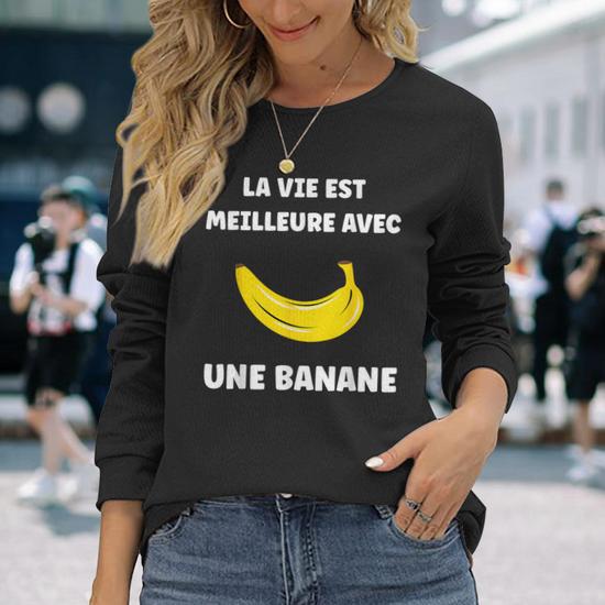 T-shirt Femme Humour Banane Censurée - Motif Cartoon Amusant, Manches Courtes, Col Rond - Pour Un Style Décontracté