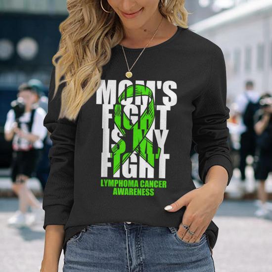 Lymphoma Cancer Awareness Lime Green Ribbon Mom's Fight Long