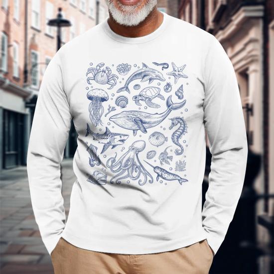 Ocean Life Sea Aesthetic Dolphin Beach 90S Vintage Graphic Long