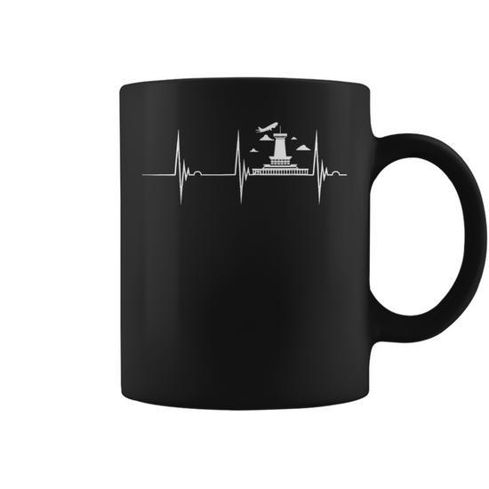 Flight Radar ATC Flight Control Heartbeat EKG Pulse Airport Graphic Print Coffee  Mug - Monsterry UK