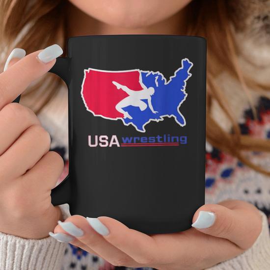 American Flag Wrestling Usa Wrestler Patriot Coffee Mug - Seseable