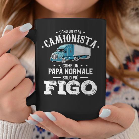 Puzzletee Tazza Festa Del Papà – Ceramica 300ml Con Scritta: Il Mio Papà è Un Camionista, In Pratica Un Papà Normale Ma Molto Più Figo
