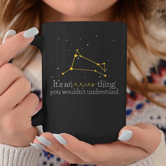 Tazza da caffè con segno zodiacale Ariete per compleanno, tazza