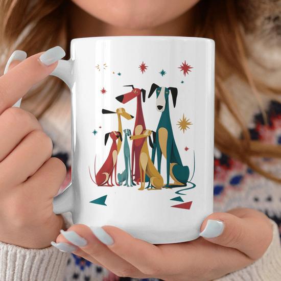 Vintage Retro Mid-Century Long Neck Dogs 50S 60S Style Coffee Mug - Seseable