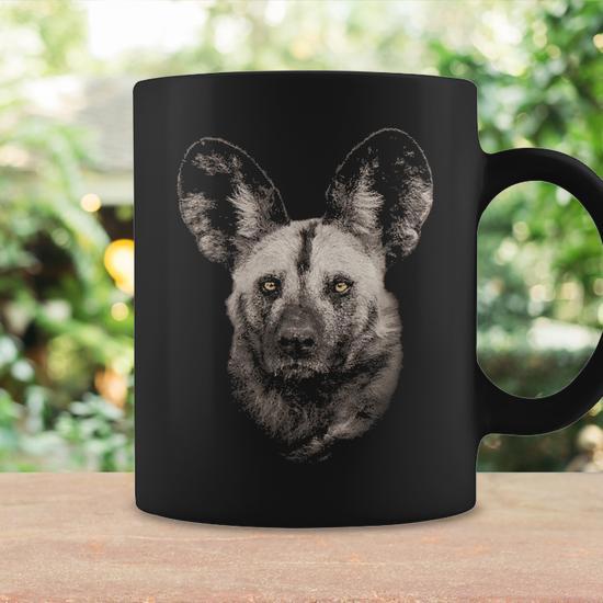 African Wild Dog Portrait Wildlife Safari Theme Graphic Print Coffee Mug -  Monsterry DE