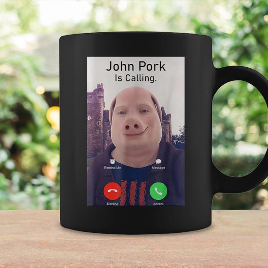 John Pork Is Calling Sarcastic Answer Phone Humor Coffee Mug - Thegiftio