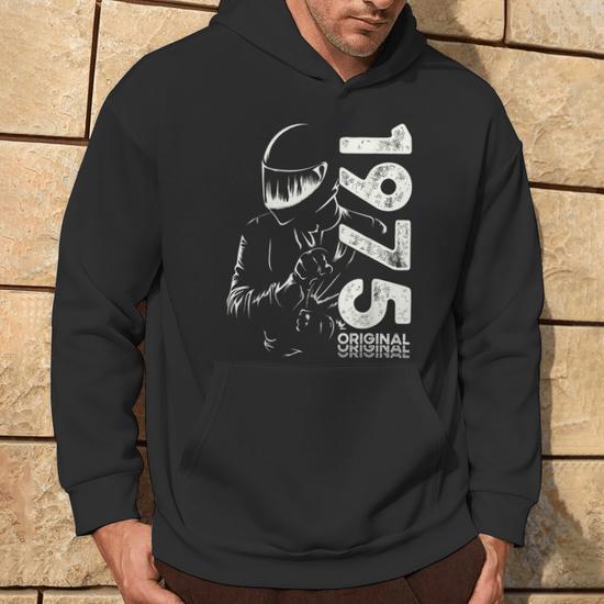 Sweat à Capuche '1975 – 50ème Anniversaire Motard' – Cadeau Humoristique Pour Biker Homme/femme, Look Rétro Vintage