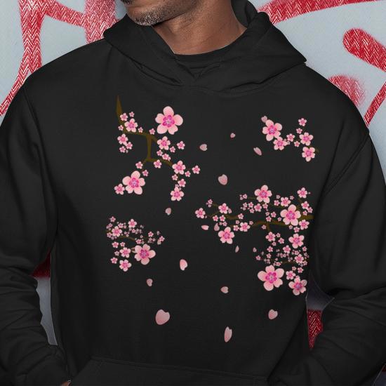 Sweat à Capuche Fleurs De Cerisier Sakura - Design Japonais Vintage