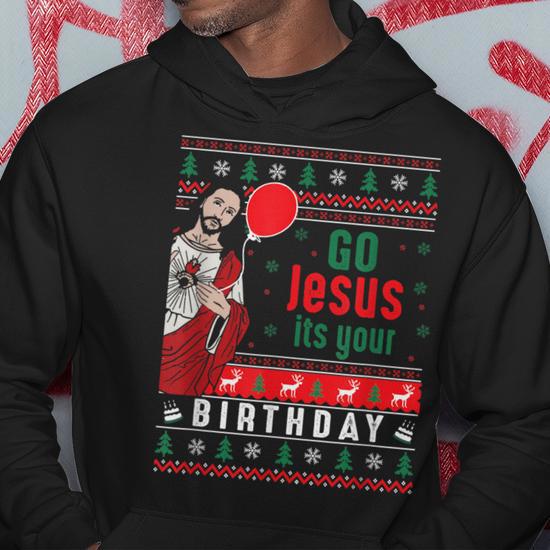 Sweat à Capuche « Joyeux Noël Christ Jésus » - Drôle Et Festif - Cadeau Christian Pour Hommes, Femmes, Enfants