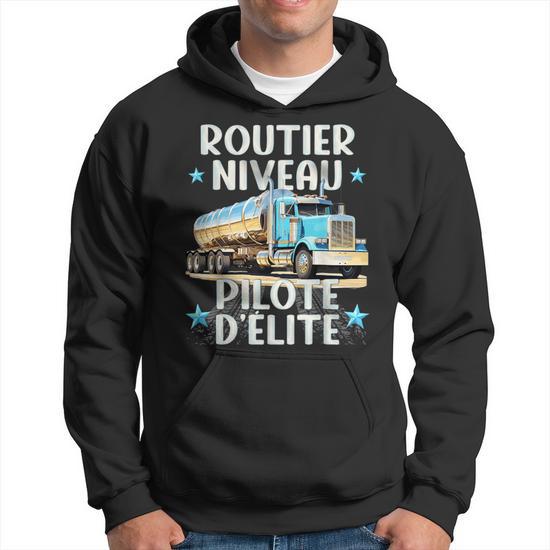 Sweat à Capuche Chauffeur Routier - Né Pour Conduire Un Camion Cadeau Humour