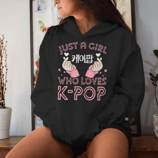 Sweat à Capuche "Just A Girl Who Loves K-Pop" - Style Kawaii - Pour Adolescentes Et Femmes Fans - Taille S à 3XL