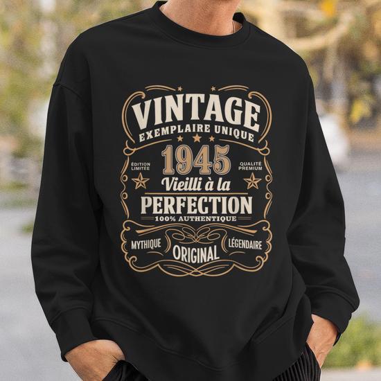 Sweatshirt Vintage Septembre 1945 - Cadeau 80 Ans Homme Femme Né En 1945