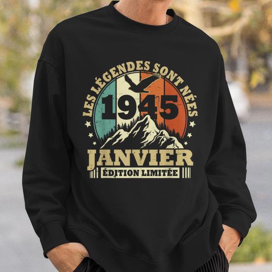 Sweatshirt Vintage 80 Ans « Né En Juillet 1945 » – Cadeau Anniversaire Homme/femme – Coupe Classique, 241 G