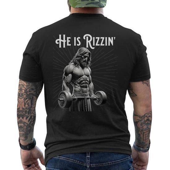 Gym Lifting Ripped Muscles He Is Rizzin Jesus Weightlifting Men's