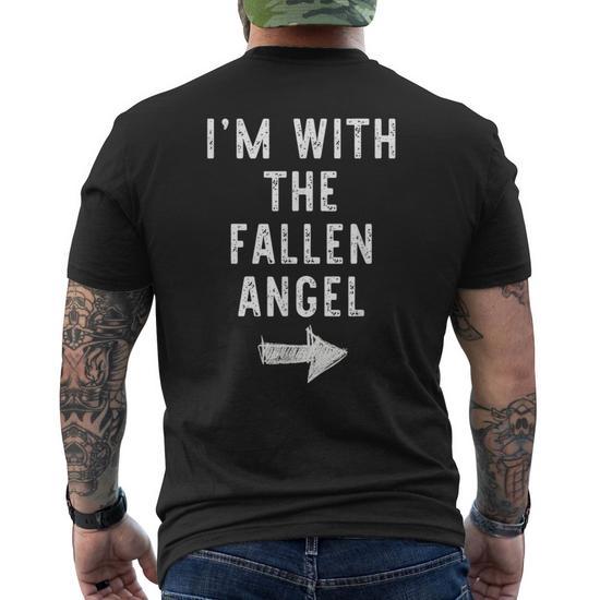 I'm With The Fallen Angel Costume Halloween Matching Couple Men's Back  Print T-Shirt - Monsterry UK