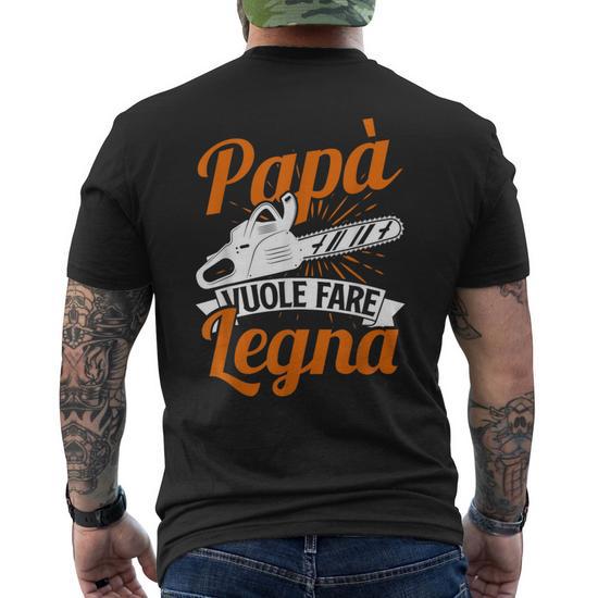 Maglietta Divertente Per Boscaioli - Con Motivo Motosega E Frase "Alcuni Papà Giocano A Calcio, I Papà Fighi Giocano Con Una Motosega"