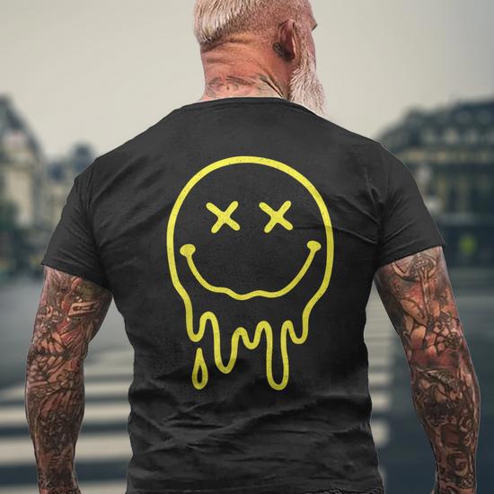 X Eyes Melting Yellow Smile Face Melted Dripping Happy Face Men's