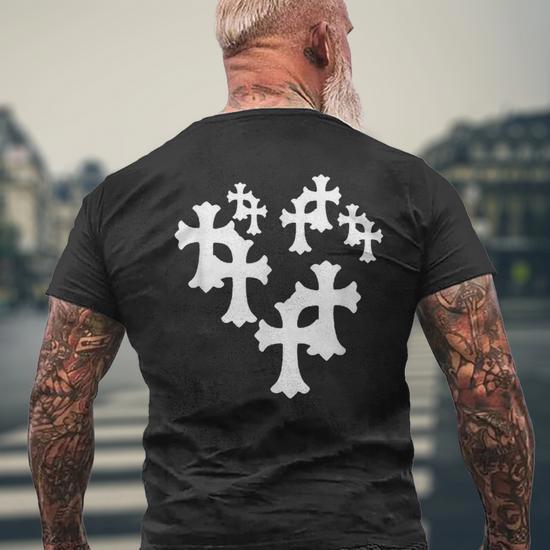 Y2k Cross Heart Men's T-shirt Back Print - Seseable