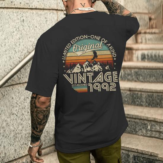 1992 Original Vintage Men's T-shirt Back Print | Mazezy