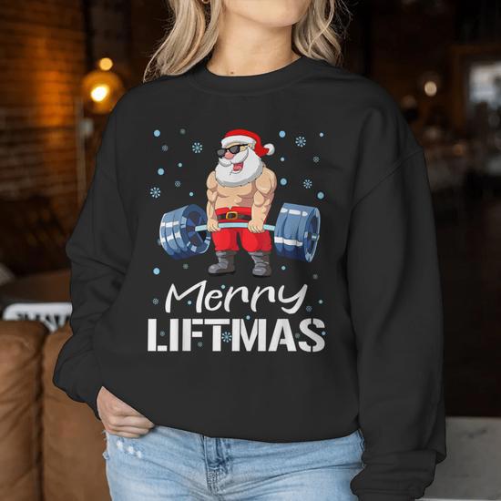 Funny Santa Gym Lifting Welcome To The North Swole - Suéter De Navidad Unisex Con Cuello Redondo, Black-brodolph, M