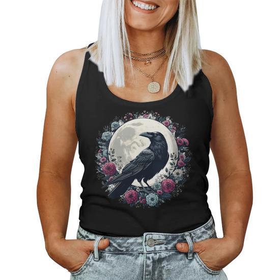 Débardeur Motif Corbeau Rétro - Coupe Classique, Léger, Manches Double Couture - Pour Fans D'oiseaux Et Style Décontracté - 2