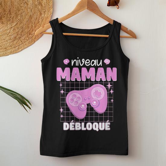T-shirt Humour Grossesse – “Niveau Maman Débloqué” – Pour Femme Enceinte Geek, Future Maman 2025