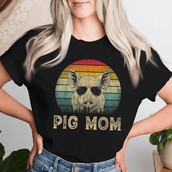 Vintage Pig Mom Pig Lovers Mommy Mother's Day Women T-shirt - Seseable