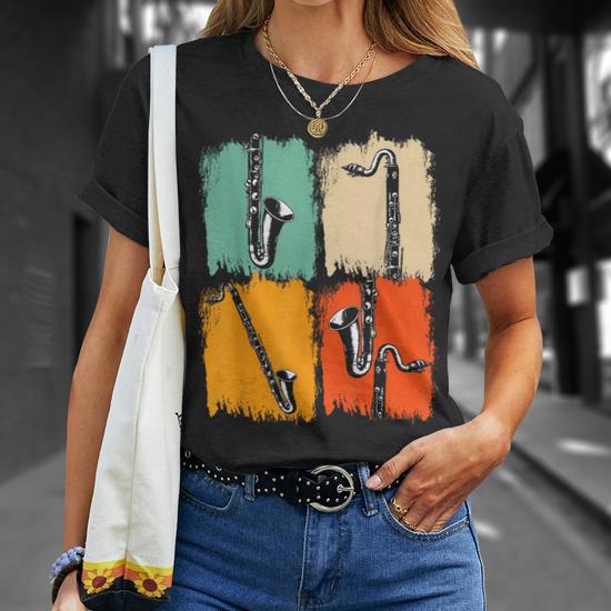 Retro T-Shirt Musicien Fanfare Clarinette - Cadeau Idéal Pour Joueurs De Clarinette
