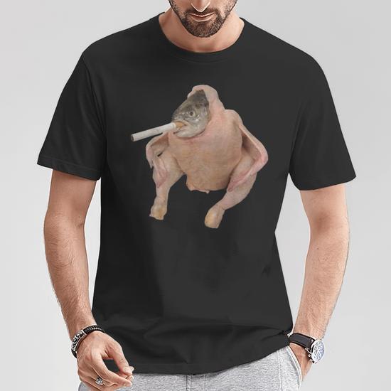 fish in a chicken smoking a cigarette Shoutout to my friend for giving me this image : r/memes Fish Chicken Smoking - When