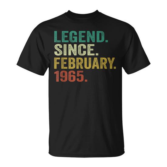 60 Years Old Legend Since February 1965 60Th Birthday T-Shirt 