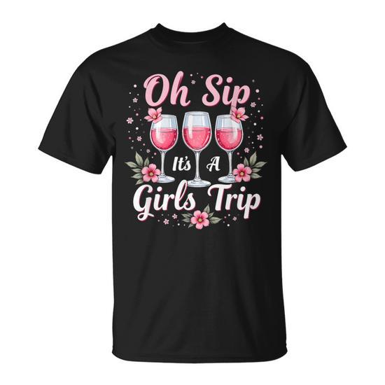 Girl's Trip 2025 V-Neck T-Shirt – Best Friends Vacation Tee, Soft Short-Sleeve Top For Women