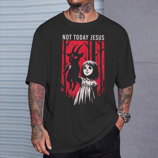T-shirt Homme Gothique Motif Crâne Démon, Taille L, 100% Coton - Occasion Très Bon état
