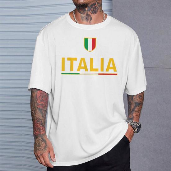 Maglietta Italia Unisex Ispirata Al Rugby Con Bandiera Italiana E Scudo - Idea Regalo Originale