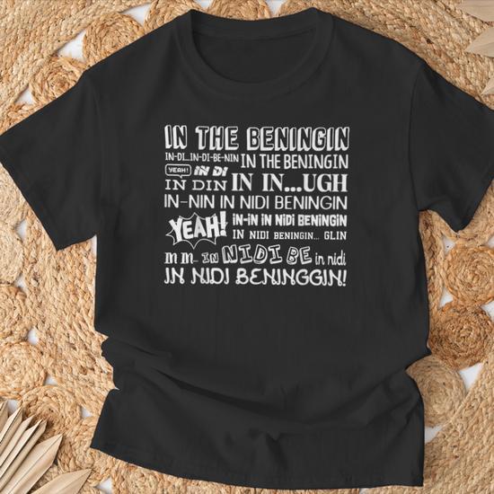 In The Beginning Spoof Funny T-Shirt, Joke Meme, Funny Saying, In Di Beninging