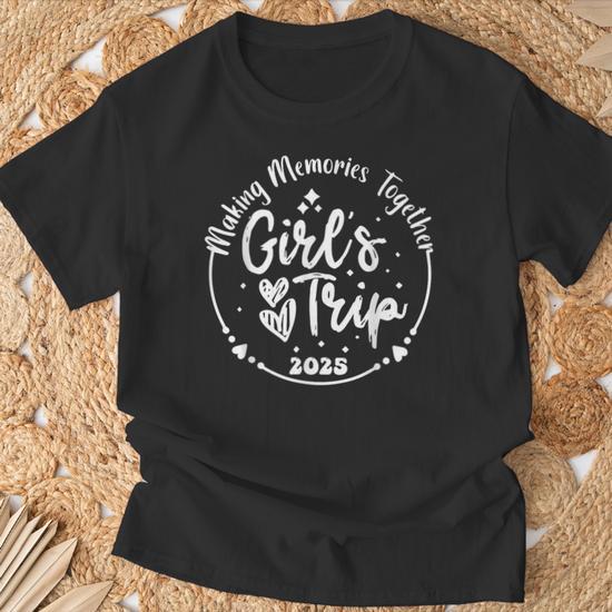 Girl's Trip 2025 V-Neck T-Shirt – Best Friends Vacation Tee, Soft Short-Sleeve Top For Women - View #5