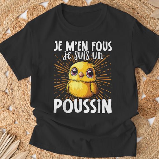 Sweat à Capuche "Je M'en Fous Je Suis Un Poussin" - Design Humoristique Poulet, Coupe Classique, 241 G