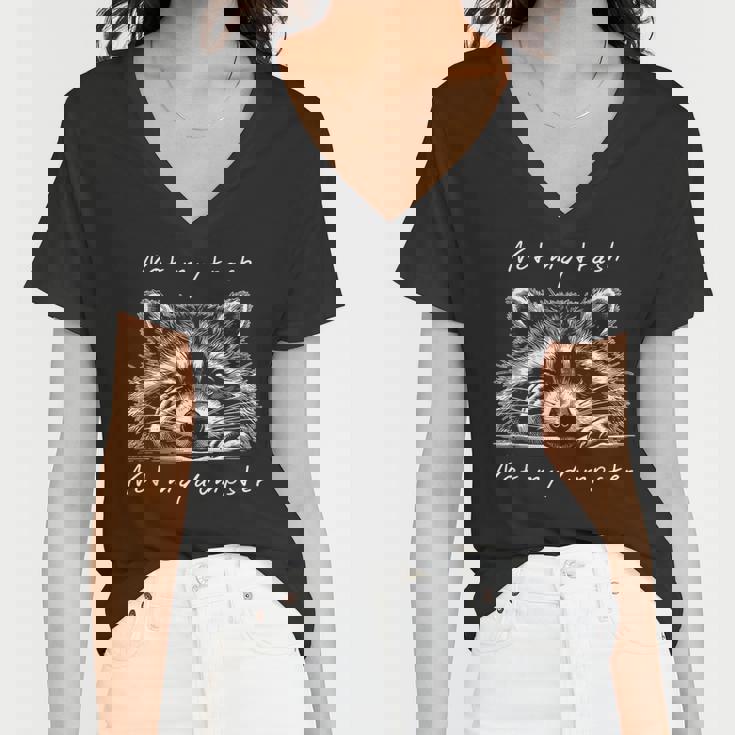 Cute Raccoon Women's V-Neck T-Shirt | Whimsical Wildlife Style