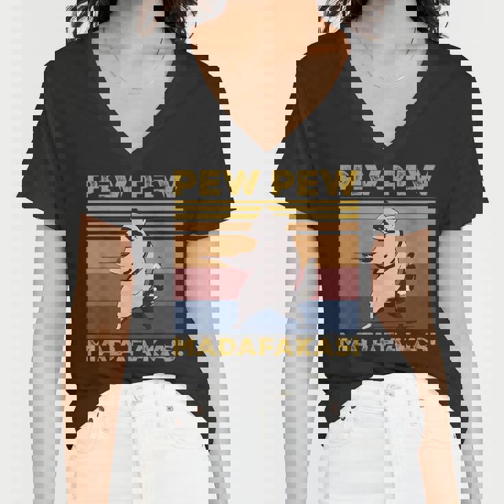 Pew Pew Madafakas Raccoon Lover Vintage Retro Women's V-Neck T-Shirt